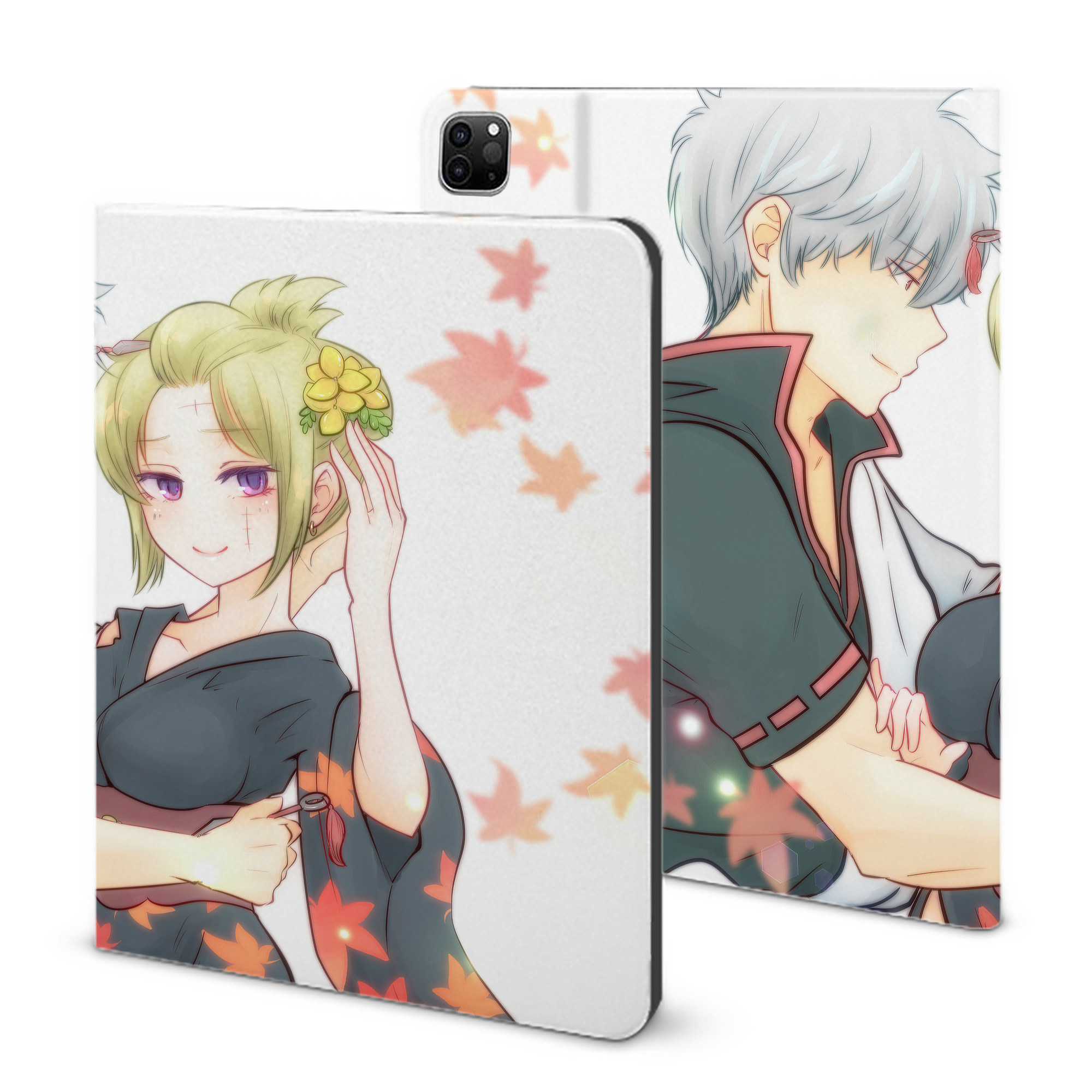 ぎんたま 坂田銀時（さかたぎんとき） 神楽 志村新八（しむら しんぱち） GINTAMA Sakata Gintoki Kagura Shimura Shinpachi IPad ケース ブック型 PUレザー TPU 耐衝撃 軽量 薄型 ペン収納なし 全面保護 IPad 各モデル対応